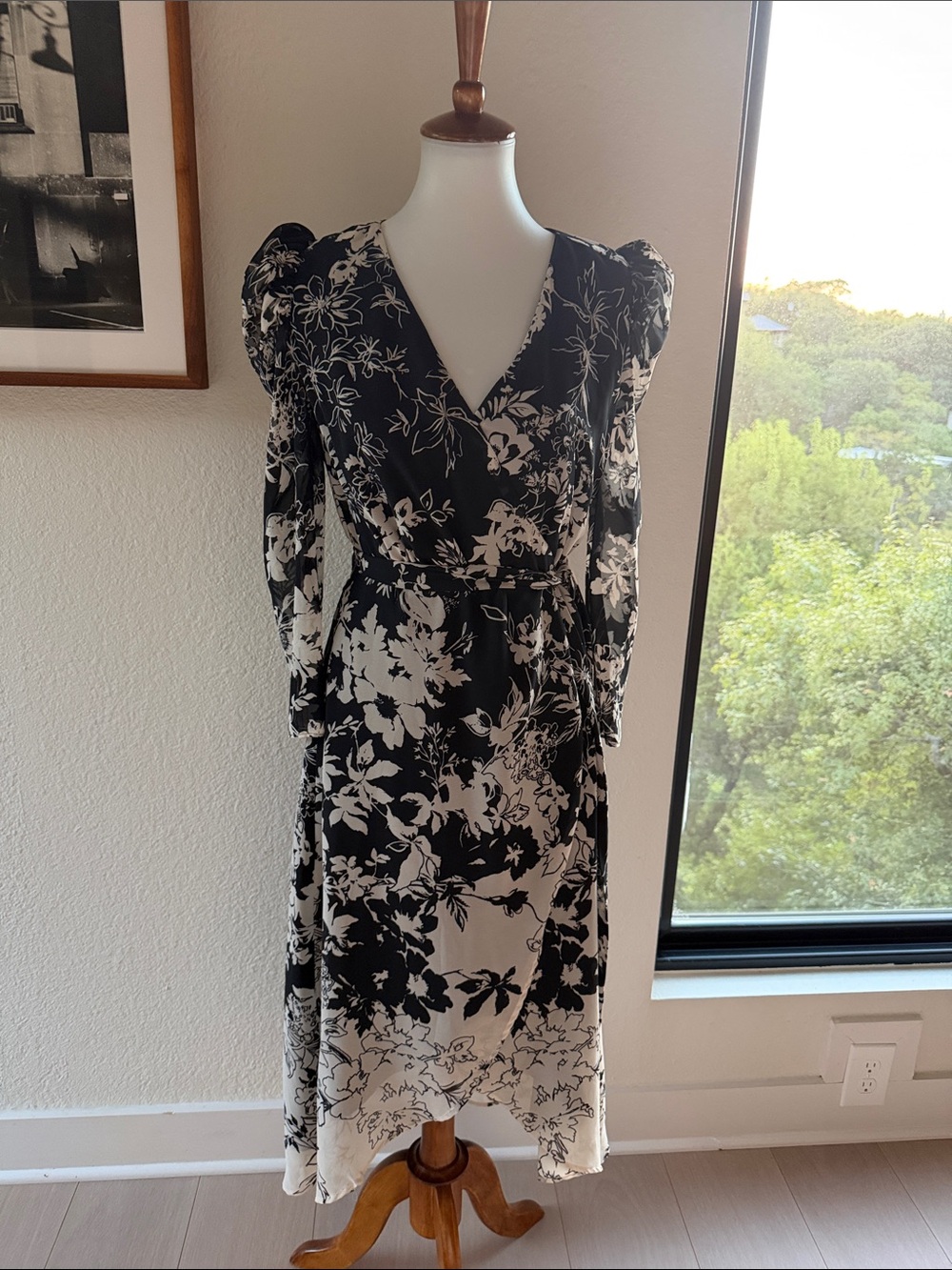 Mango Floral Wrap Midi Dress